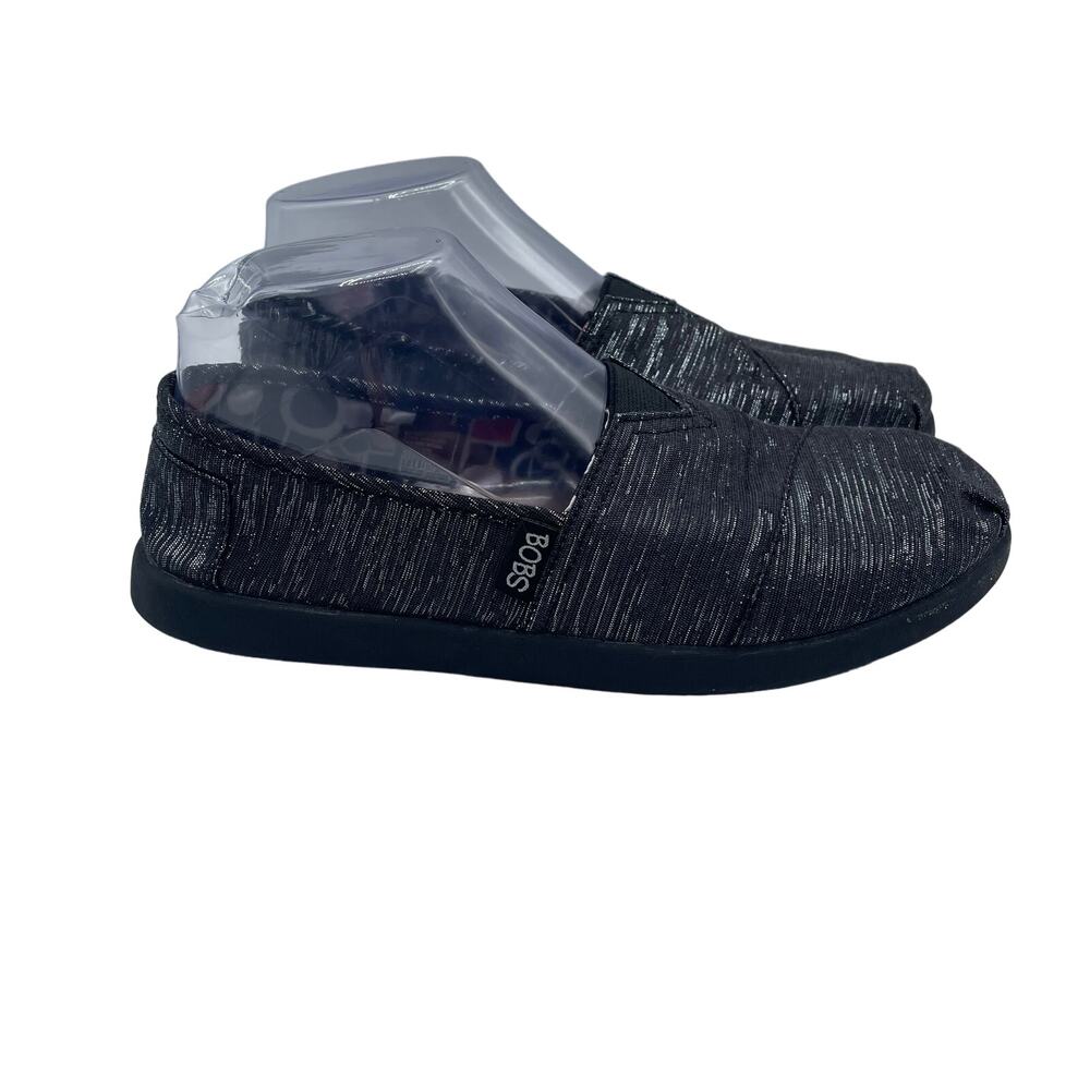 Bobs Skechers Black Flats Slip Ons Shoes Comfort Casual Womens 7